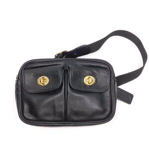 Vintage Coach Fanny Pack // Double Turlock Waist Bag BLACK (51525)